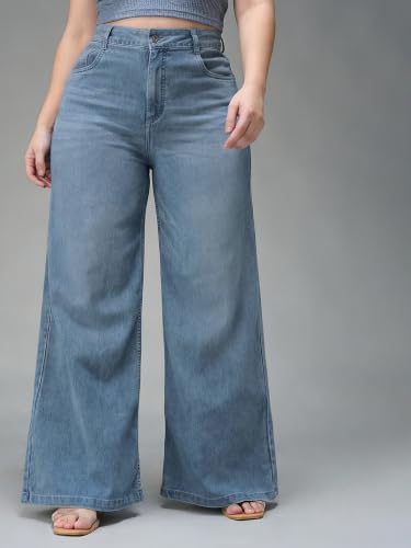 Image of Miss Chase A+ Women's Wide Leg High Rise Regular Length Stretchable Denim Jeans