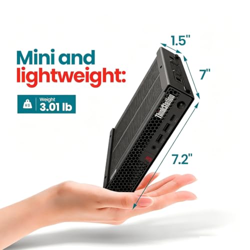 Image of Lenovo ThinkStation P3 Tiny Desktop Computer | Intel Core i5-14500 vPro(14 Cores, Up to 5GHz) | 32GB DDR5 RAM, 2TB SSD | WIFI6 | USB Keyboard & Mouse | Dual 4K Display Support | Windows 11