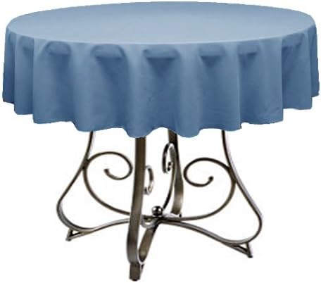 New Creations Fabric & Foam Inc, 60" Round Polyester Poplin Tablecloth, for 48" Small Round Table, (Steel Blue)