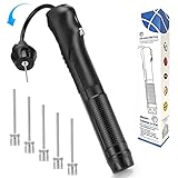 Fenxyo New Sport Ballpumpe (12CM ausziehbares Kabel) mit 6 Nadeln und Beutel, Fußball Luftpumpen & Zubehör Langlebige Dual-Aktion für Fußball, Rugby-Ball, Volleyball, Basketball, Netball (Black)