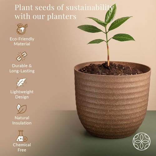 Image of Irida Naturals Set of 4 Rice Husk Peony 4 inch Pots & Planter | Unbreakable, Eco-Friendly, Biodegradable, BPA-Free | Lightweight, Indoor Outdoor Plant Pots for Home and Garden | Multi Color