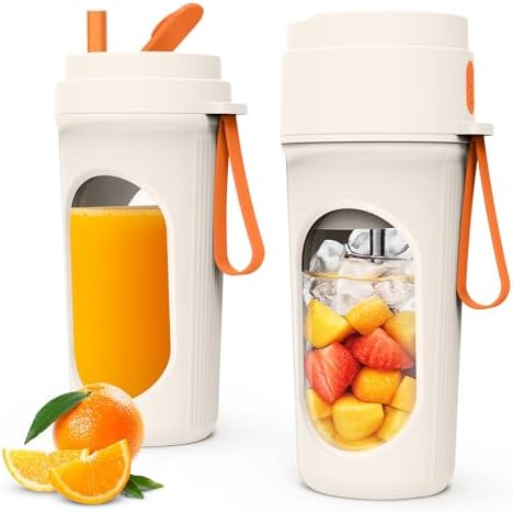 Portable Smoothie Blender (450ml) – Powerful Rechargeable Mini Blender with 12 Stainless Steel Blades, Leak-Proof Lid & USB-C Charging