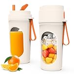 WGIDSKKI Frullatore Portatile 450ml per Smoothie, Mini Frullatore Potente con 12 Lame in Acciaio Inox, Coperchio Antigoccia e Ricaricabile via Type-C, Ideale per Viaggi, Senza BPA - Arancione