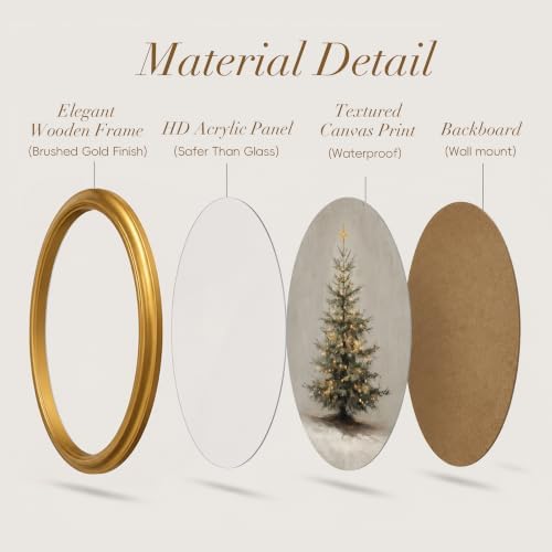 TwoDays Vintage Christmas Tree Oval Gold Framed Wall Decor — view 3