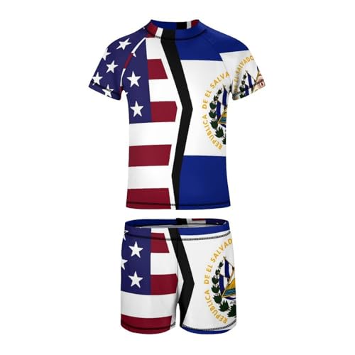 United States and El Salvador FlagChildren's Casual Swimsuit Set - Simple and Versatile7-9Y（120cm）2