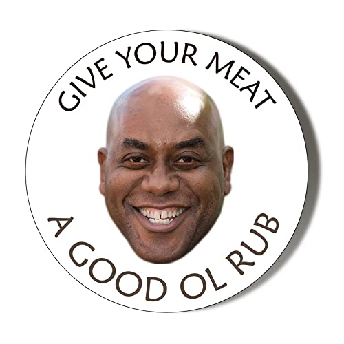 Gift Insanity White Ainsley Harriott - Give Your Meat A Good Old Rub - Small 10 X 56Mm Vinyl Stickers,