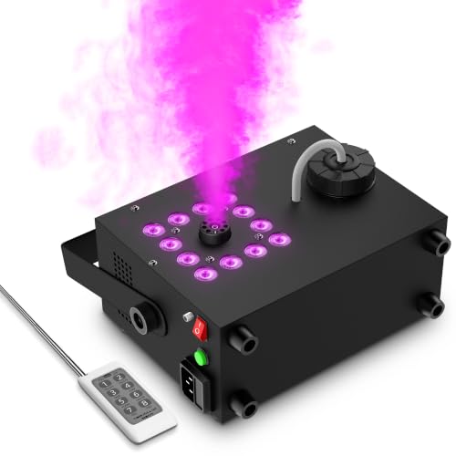 Máquina de humo LED con control remoto y luces integradas miniatura 1