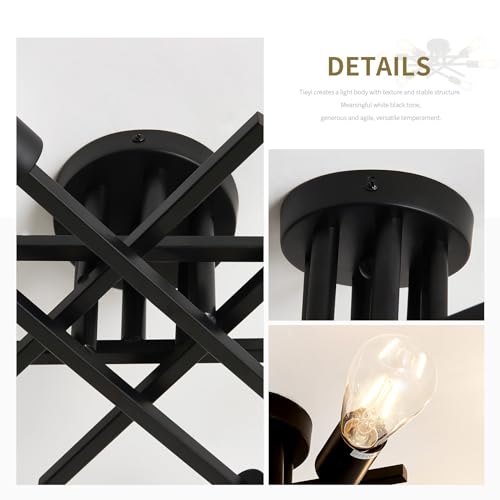 Image of ASGYISA 6-Lights Semi Flush Mount Ceiling Light Fixture 2-Pack Black Vintage Matte Sputnik Chandelier Ceiling Lamp for Farmhouse Dining Room Living Room Bedroom Kitchen Entryway