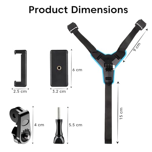 Image of Sounce Helmet Chin Strap Mount with Mobile Clip & Screw Compatible with All Smart Phones Go pro Hero 9 /8 /7 /6,SJCAM, Yi, DJI Osmo Action & Other Action Cameras (Multipurpose Helmet Mount)