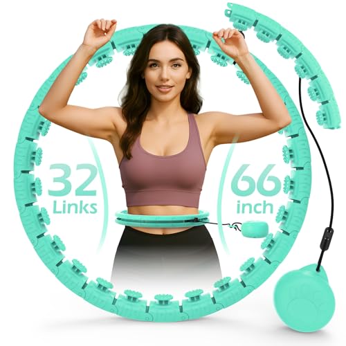 JLoibao Weighted Hula Circle with 32 Links(66 Inch), Sweet Weight Ball, for Adults Weight Loss, Infinity Fitness Hoop Plus Size, for Women Smart Exercise Equipment