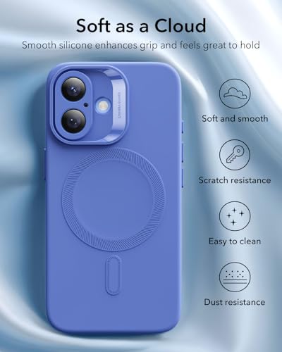 Image of ESR for iPhone16 Case with MagSafe, Supports Magnetic Charging, Smooth & Slim Silicone Case, Shockproof, Full Screen and Camera Protection, Soft Microfiber Lining,Ultramarine