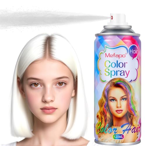 White Hair Spray Color Temporary Hair Color Spray for or Kids Women Men Temporary Hair Dye Washable Hair Color Wax With Non Damaging for Halloween Makeup Cosplay World Cup 2026(White 4.06 oz)