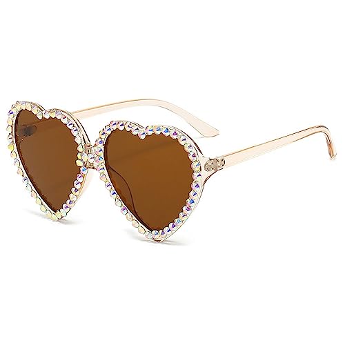 Cute Heart shaped Rhinestone Sunglasses Women Fashion Diamond bling party Sun Glasses Crystal Shades
