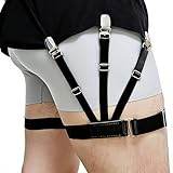 LUBKIVZA Shirt Stays for Men - Premium Adjustable Elastic Garters with Non-Slip Locking Clamps, Durable Shirt Holders for work uniform, evening dress, dance costume (1 Pair)