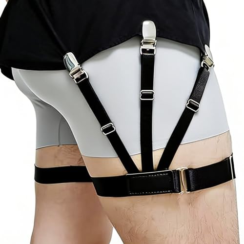 Upgraded Shirt Stays for Men & Women, Adjustable Soft & Smooth Elastic Shirt Garters with Non-Slip Locking Clips for All-Day Comfort, Keep Shirt Tucked for Military, Police, Uniform and Formal Wear