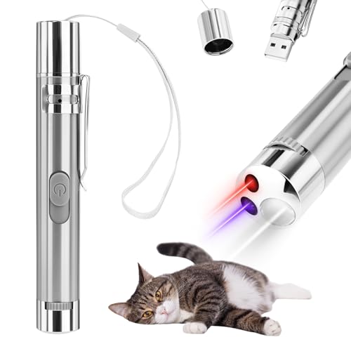 Cozy Inviting LED Point Light für Katzen Spielzeug, Interaktives katzenspielzeug, USB Wiederaufladbar, 3 in 1 Light Trainingsgerät für Haustiere und 5 Muster