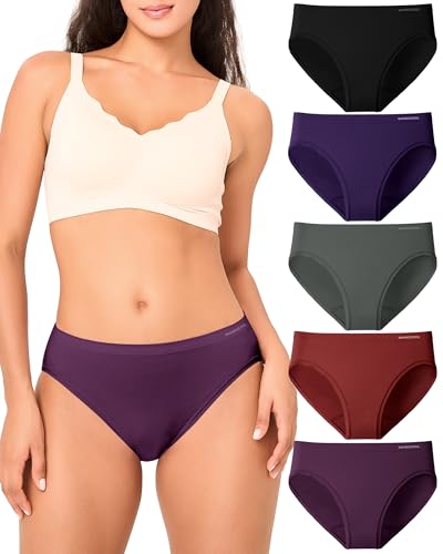 BAMBOO COOL Womens Briefs Underwear High Cut Leg Seamless Panties Soft and Breathable multicolor 5 Pack