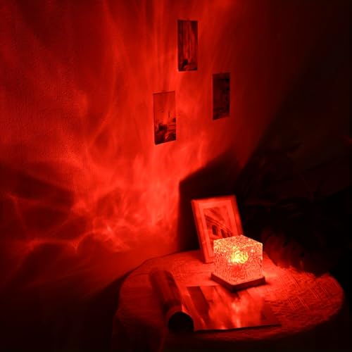 Image of YXQUA Northern Lights Ocean Wave Projector Light, Galaxy Light Projector, 16 Colors Gradual Rotating Flame Water Ripple Ambient Night Light Non-Wood for Bedroom, Room Decor, Kids Room (Plug-in)