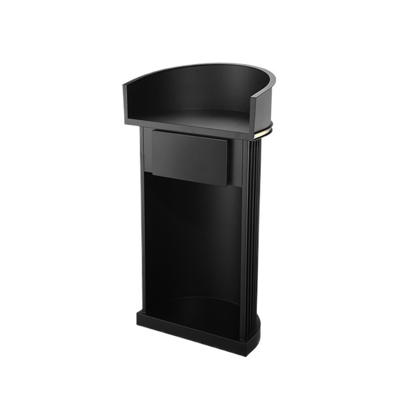 FZL02068LM Speaker Modern Heavy Metal Podium Stand for Conference, Wedding，Speech，Classroom Pulpit(Black)