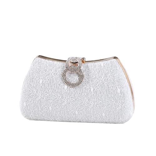 Dreubea Women's Fashion Evening Bag Rhinestone Decrated Clutch Handbag with Chain Silver
