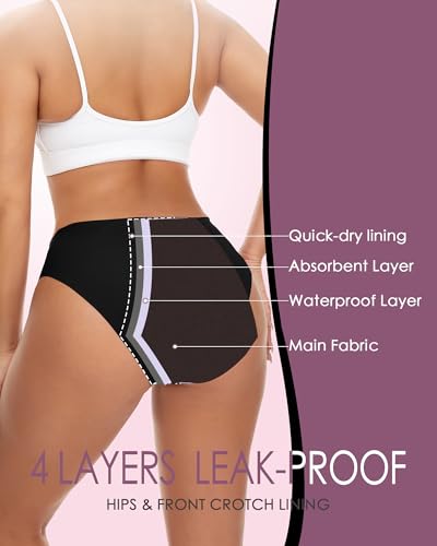 Mordlanka Period Underwear for Women Heavy Flow High Waisted Menstrual Panties with 55ml High Absorbency4