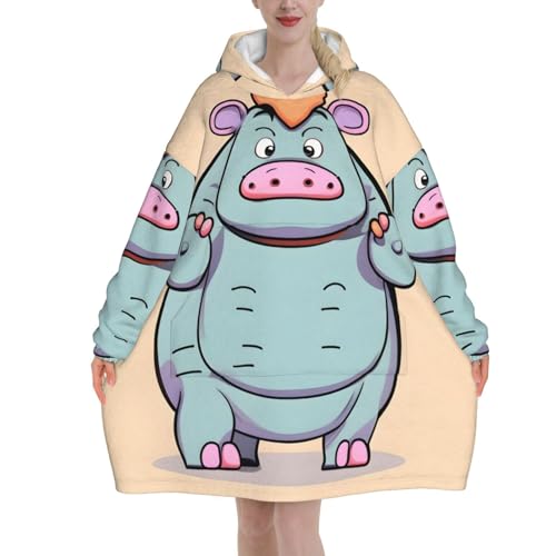 Couverture à capuche hippopotame EdWal en flanelle douce pour adulte