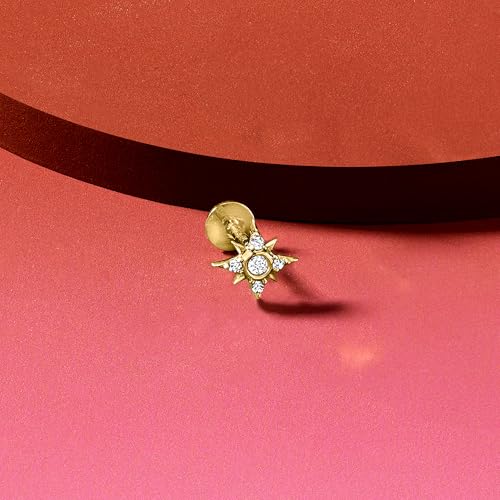 Pure Collection by Ross-Simons Diamond Star Single Flat-Back Stud Earring in 14kt Yellow Gold4
