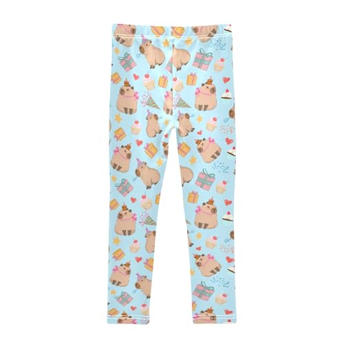 Cute Capybara Birthday Party Girls Leggings Soft Comfortable Athletic Leggings Dancing Pants for 4-10 Years2