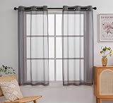 PI Short Sheer Curtains 63 Inches Long with Grommet,Casual Voile Sheer Window Curtain for Dinning Ro
