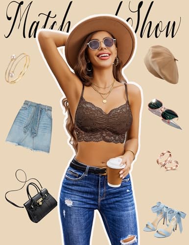 Image of Avidlove Lace Bralette for Women V Neck Cami Tank Y2k Camisoles Adjustable Spaghetti Strap Crop Top Non Padded