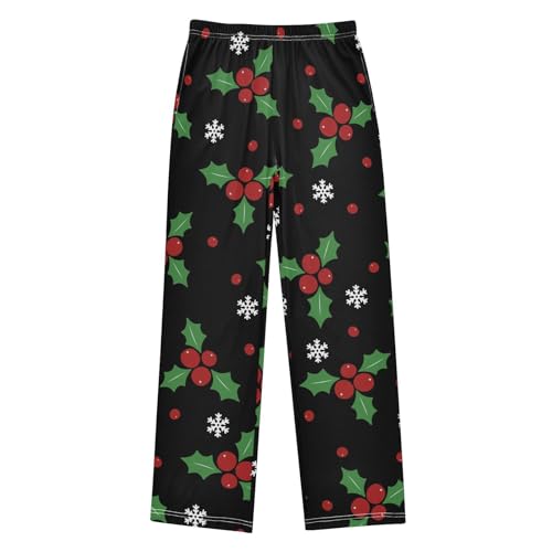 Boys' Pants Christmas Berries Holiday Long Bottoms Jogger Pants Elastic Waist Trousers with Pockets S-XL