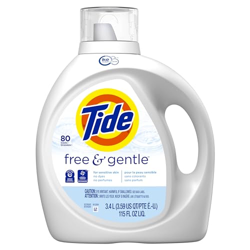 Image of Tide Free & Gentle Laundry Detergent Liquid Soap, 80 Loads, 115 Fl Oz