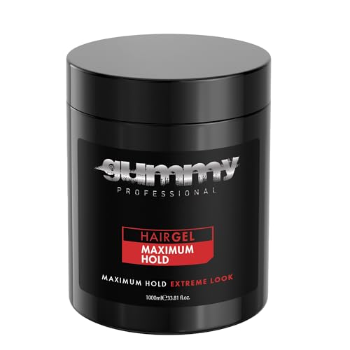 Gummy Professional – Hair Gel for Men and Women – Strong Hold Styling Gel for Slick Back Looks, Curls, Braids, Twists, and Edge Control – Clear Gel for Shine, Neat Styles, and Conditioning – 1000ml