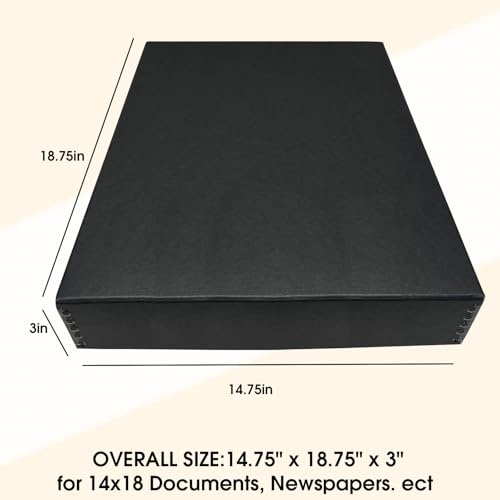 Image of Golden State Art, Drop Front Archival Storage Box, 14.75 inchx18.75 inchx3 inch-Black | Acid-Free 14x18 Museum Photo Storage Box with Metal Edge, Preserve Documents, Prints, Poster, Photographs, Arts And Crafts