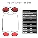 Yvey Unisex Retro 80s/90s Flip-Up Round Sunglasses Steampunk Rave Shades with Double Lenses (Black Frame/Red Lens)