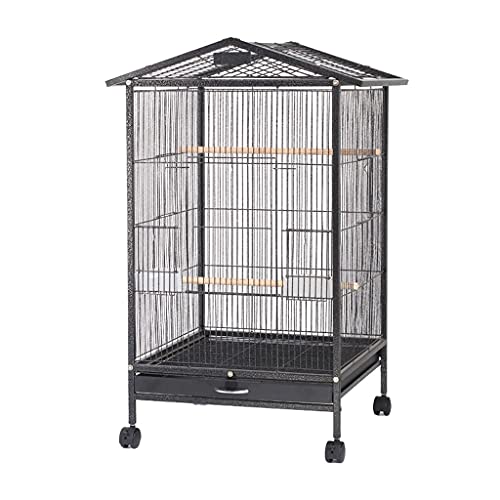 Jaula Para Pájaros Sólida De Techo Grande, Jaula Para Loros, Jaula Para Cría De Minás, Fénix Negro, Jaula Para Pájaros De Gran Tamaño Para Bandadas De Pájaros, Canarios, Periquitos, Agapornis, Pinzon