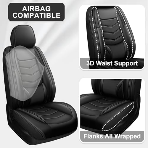 Image of 2 Pcs Front Car Seat Covers Fit for Volkswagen Tiguan Limited 2017-2018 | Nappa Leather, Daily Commutes, Durable, Side Airbag Compatibility, Sports Seat Cover, Wear Resisting, Black