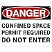 Danger Confined Space Permit Required Do Not Enter Sign, 24x30 Inches, 55 mil thick HDPE (high density polyethylene), Made in USA by My Sign Center