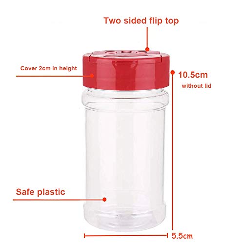 16 Pcs 7Oz/200Ml Clear Plastic Spice Jars Storage Bottle Container,Spice Containers Bpa Free With Red Flapper Lid,Sifter Shaker Holes Perfect For Storing Spice,Herbs And Powders #TOP1