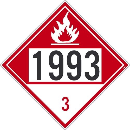 NMC DL400R Placard, Flammable 1993 3, 10.75X10.75, Rigid Plastic