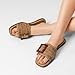 Rihero Raffia Flat Sandals for Women Slip On Beach Slides Square Toe Summer Buckle Fashion Woven Sandals Dark Brown Size 8.5