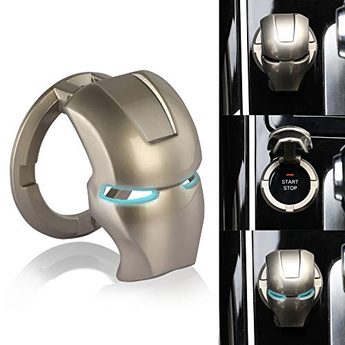 Car Engine Push Button Start Cover,3D Anti-Scratch Alloy Cool Car Accessory Push to Start Button Cover Car Engine Start Stop Button Cover Switch Metal Decoration Ring(Silver)