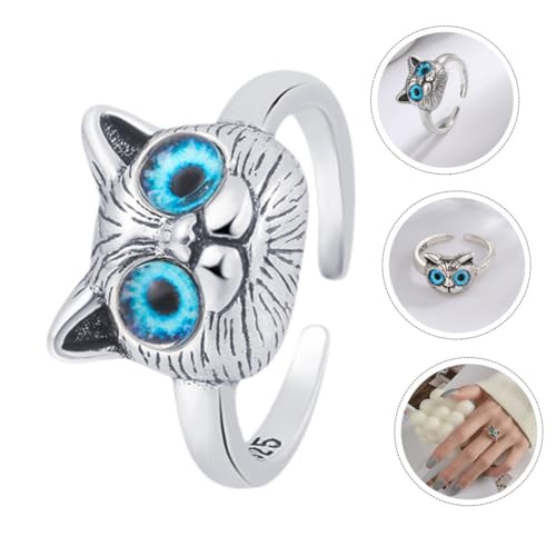 Bague chat mignon bijou ouvert réglable femme et ado x2