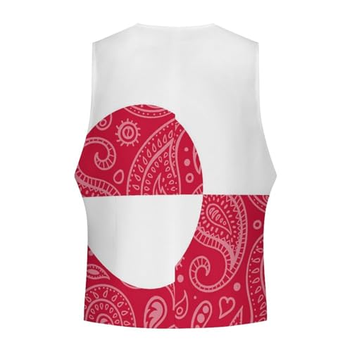 Greenland Flag Paisley Pattern Novelty Men's Suit Vest Funny Formal Dress Vests Business Waistcoat4