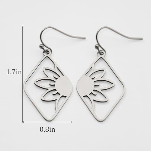 Boucles d'oreilles pendantes légères avec motif fleur rétro années 70