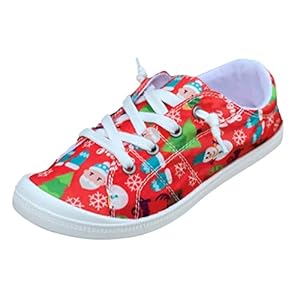 Vrouwen Trainers Atletische Loopschoenen Sneakers Kerst Print Loafers voor Vrouwen Dames Schoenen Canvas Platte Schoenen Zachte Vulcaniseren Casual Schoenen Heren Casual Schoen Maat 13
