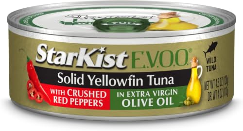 Image of StarKist E.V.O.O. Solid Yellowfin Tuna with Crushed Red Peppers and Extra Virgin Olive Oil, 4.5 oz Can (Pack of 5)