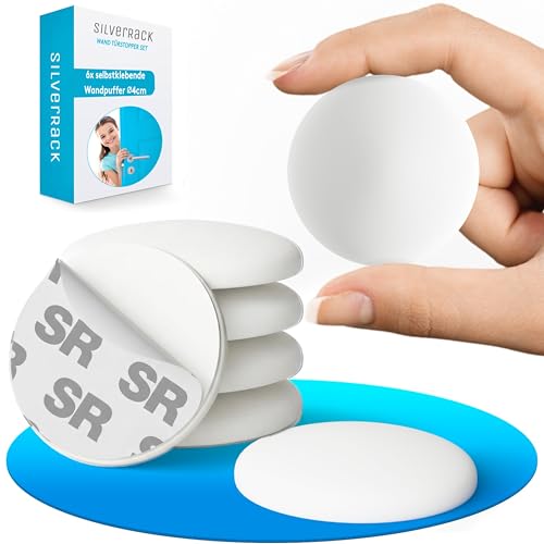 SilverRack® Türstopper Wand selbstklebend Weiß [6 Stück] - Wandpuffer als perfekter Schutz für Wand und Tür - Türpuffer Wandschutz als Türstopper für Türklinken gegen Türanschlag