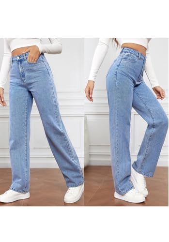 Womens High Waist Jeans Wide Leg Straight Boyfriend Denim Pants Loose Fit Casual Trendy Jeans Trousers4