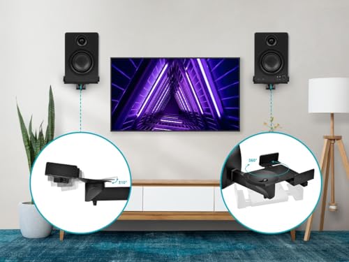 Monoprice Universal Bookshelf Speaker Wall Mount Brackets, Swivel, Tilt, Dual Side Clamping, Large Bookshelf/Surround Sound Speakers up to 55 lbs., Pair - image 6
